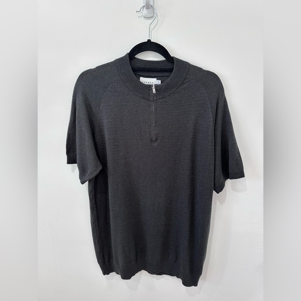 Topman Charcoal Zip-Up Top - Size XL